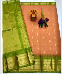 brown and pink colour gadwal sico sarees with Kanchi Border design