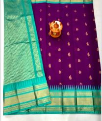 silver and purple colour gadwal sico sarees with Kanchi Border design