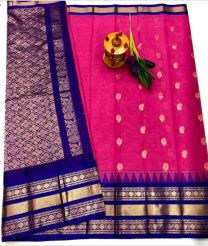 magenta and silver colour gadwal sico sarees with Kanchi Border design
