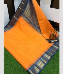 orange colour gadwal sico sarees with Kanchi Border design