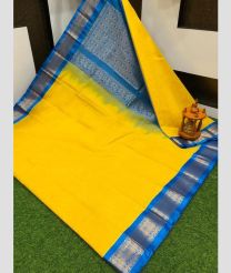 yellow colour gadwal sico sarees with Kanchi Border design