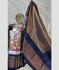 silver and light blue colour gadwal sico sarees with temple kuttu border design
