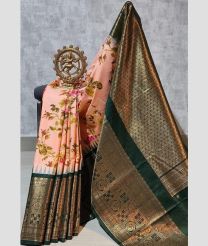 pink and brown colour gadwal sico sarees with temple kuttu border design