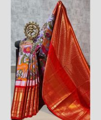 brown and blue colour gadwal sico sarees with temple kuttu border design