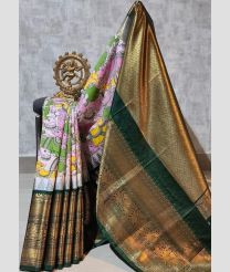 brown and pink colour gadwal sico sarees with temple kuttu border design