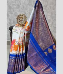 light blue and silver colour gadwal sico sarees with temple kuttu border design