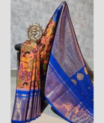 silver and coral colour gadwal sico sarees with temple kuttu border design