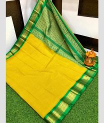 olive green colour gadwal sico sarees with Kanchi Border design