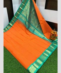orange colour gadwal sico sarees with Kanchi Border design