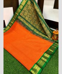 orange and brown colour gadwal sico sarees with Kanchi Border design