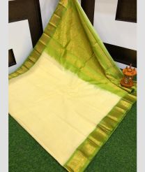 gray and green colour gadwal sico sarees with Kanchi Border design