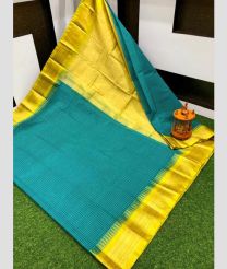 blue and olive colour gadwal sico sarees with Kanchi Border design