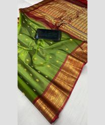 olive green colour gadwal sico sarees with All over Buttas design