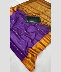 violet and brown colour gadwal sico sarees with All over Buttas design