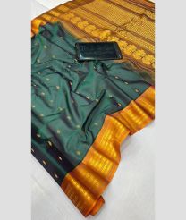 blue and brown colour gadwal sico sarees with All over Buttas design