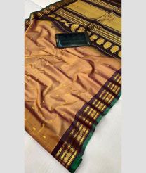 pink and brwon colour gadwal sico sarees with All over Buttas design