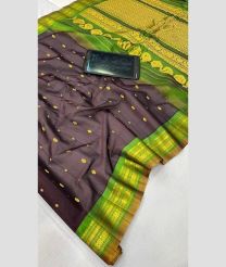 brown and violet colour gadwal sico sarees with All over Buttas design