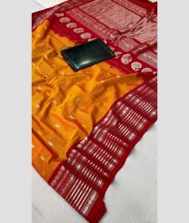 orange and silver colour gadwal sico sarees with All over Buttas design