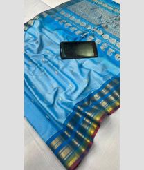 blue colour gadwal sico sarees with All over Buttas design