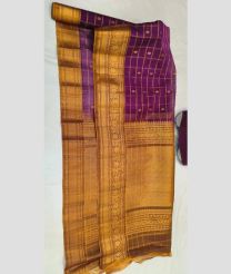 brown and purple colour gadwal sico sarees with All over Checks and Buttas design