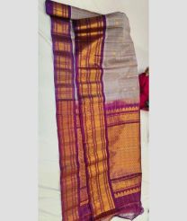 brown and gray colour gadwal sico sarees with All over Checks and Buttas design