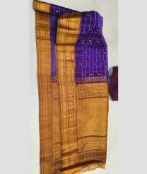 brown and blue colour gadwal sico sarees with All over Checks and Buttas design