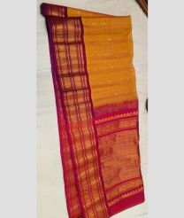 orange and brown colour gadwal sico sarees with All over Checks and Buttas design