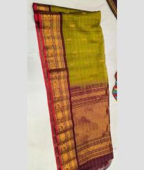 olive and brown colour gadwal sico sarees with All over Checks and Buttas design