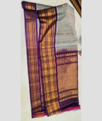 gray and brown colour gadwal sico sarees with All over Checks and Buttas design