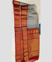 gray and brown colour gadwal sico sarees with All over Buttas design