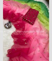 Pink and Green georgette sarees with All over Sequence design - GEOS0024878