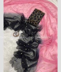 Black and Rose Pink georgette sarees with All over Sequence design - GEOS0024879