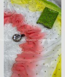 White and Green georgette sarees with All over Sequence design - GEOS0024880