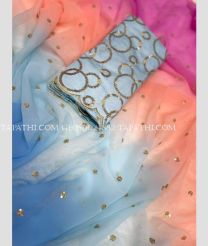Sky blue and Peach georgette sarees with All over Sequence design - GEOS0024882