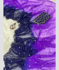 Navy Blue and Purple georgette sarees with All over Sequence design - GEOS0024883