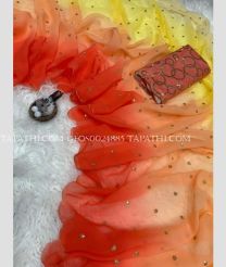 Red and Yellow georgette sarees with All over Sequence design - GEOS0024885