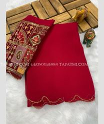 Red and Maroon georgette sarees with All over Embroidary design - GEOS0024888