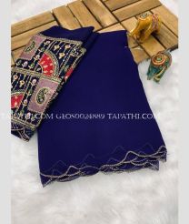 Navy Blue and Red georgette sarees with All over Embroidary design - GEOS0024889