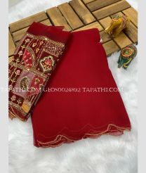 Red and Dust Pink georgette sarees with All over Embroidary design - GEOS0024892