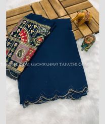 Navy Blue and Dust Pink georgette sarees with All over Embroidary design - GEOS0024893