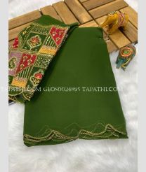 Green and Yellow georgette sarees with All over Embroidary design - GEOS0024895