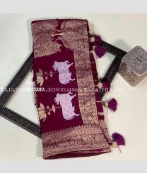 Maroon georgette sarees with All over Lines design - GEOS0024868