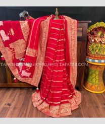 Red and Golden georgette sarees with All over Lines design - GEOS0024873
