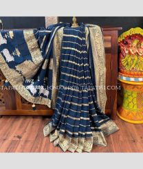 Sapphire Blue and Golden georgette sarees with All over Lines design - GEOS0024876