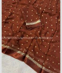 Chestnut and Golden georgette sarees with All over Buttas design - GEOS0024903