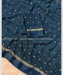 Blue Jay and Golden georgette sarees with All over Buttas design - GEOS0024904