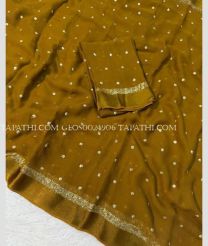Golden Brown and Golden georgette sarees with All over Buttas design - GEOS0024906