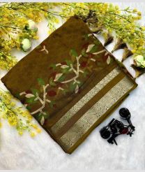 Golden Brown and Silver georgette sarees with All over Buttas design