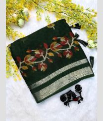 Pine Green and Silver georgette sarees with All over Buttas design
