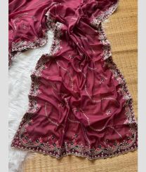 Purple Maroon georgette sarees with All over Embroidary design